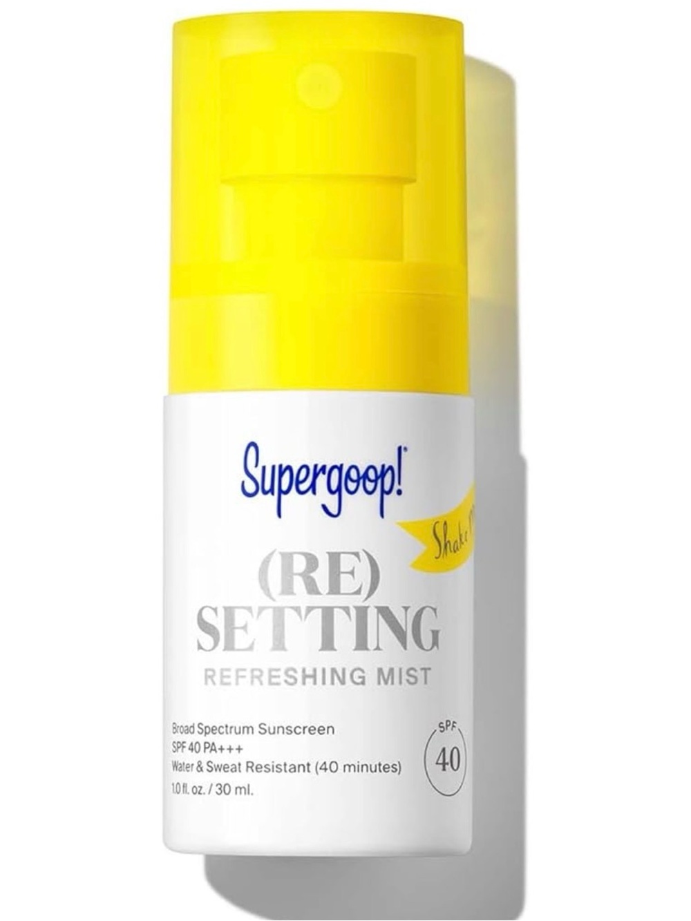 Supergoop! (Re)setting Refreshing Mist SPF 40 PA+++ facial mist in a 1.0 fl oz